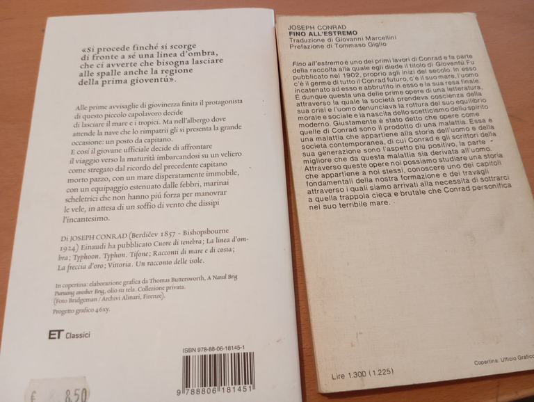 Lotto 2 libri di Joseph Conrad, La linea d'ombra, Fino …