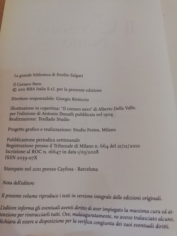 Lotto 2 libri di Salgari, Corsaro Nero, Le due trigri, …