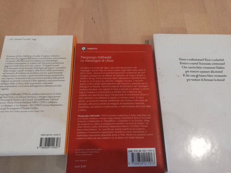 Lotto 3 saggi Piergiorgio Odifreddi, Galileo, Menzogne Ulisse, Vangelo e …
