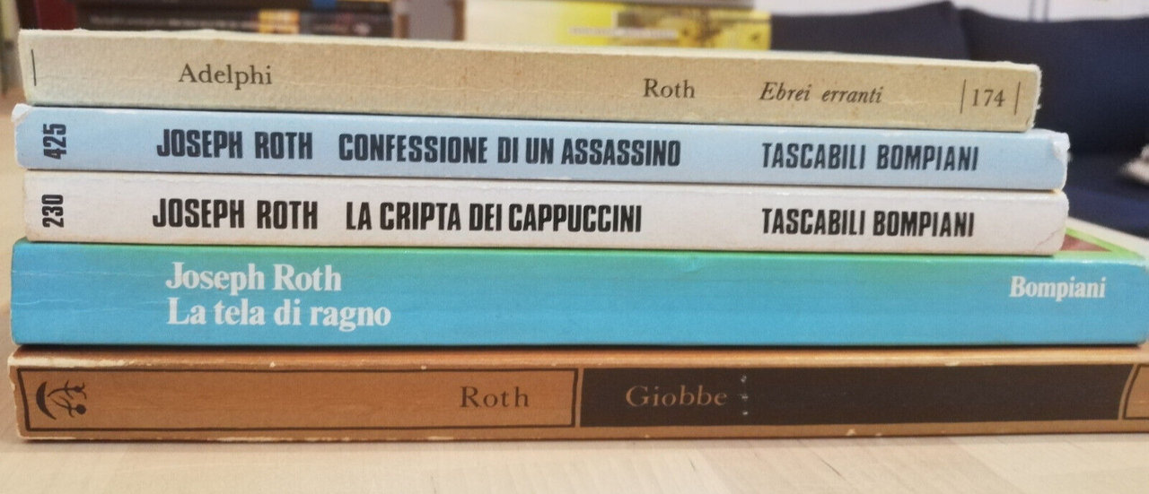 Lotto 5 libri di Joseph Roth, Cripta, ebrei erranti, confessione, …