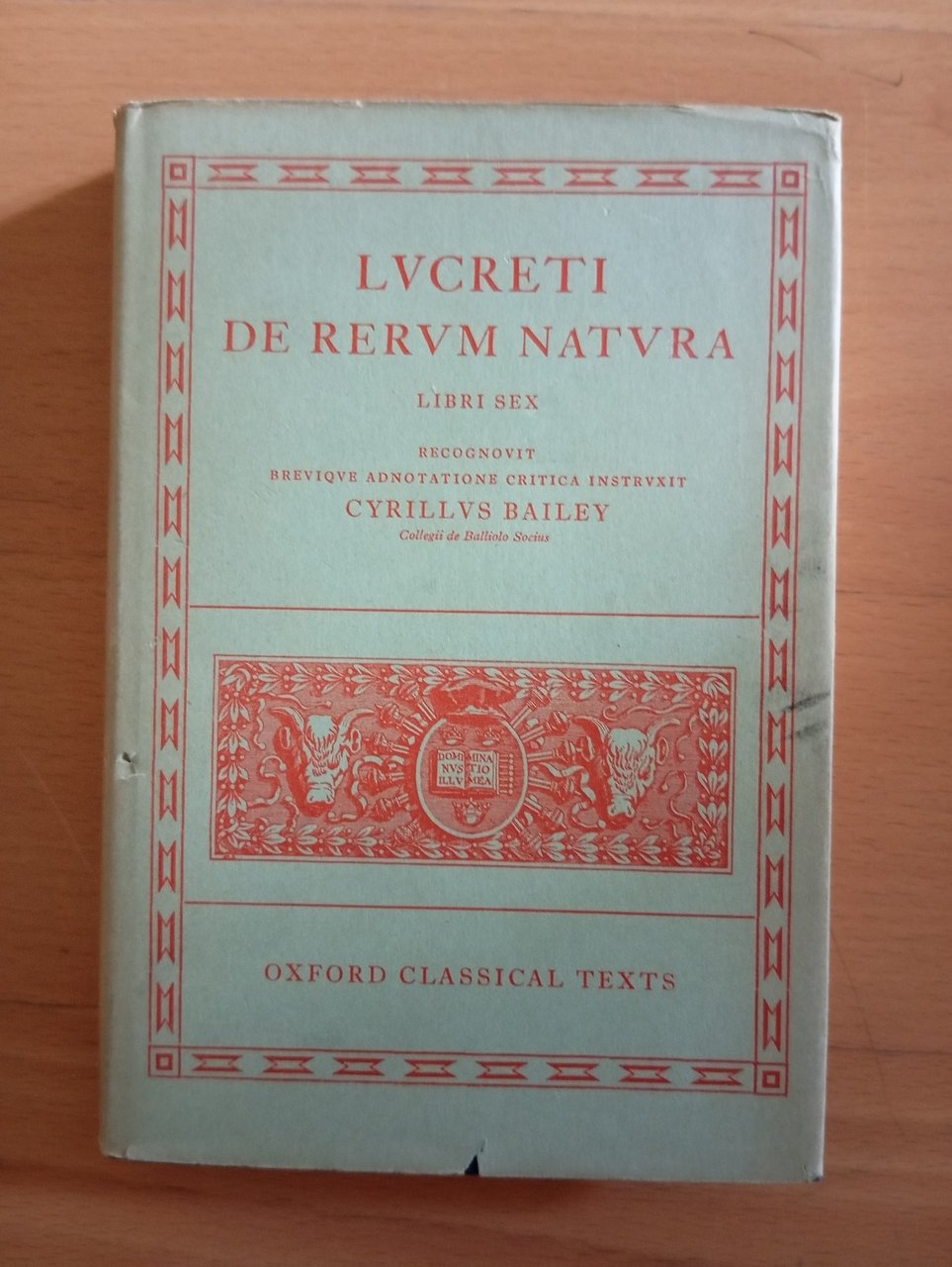 Lucreti, De rerum Natura, Libri sex, Cyrillus Bailey, Oxford, 1967 | Immagine principale