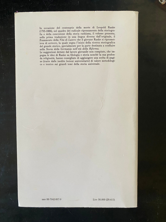 Lutero e l'idea di storia universale, Leopold Ranke, Guida, 1986