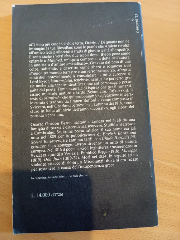 Manfred, George Gordon Byron, Guanda, 1984