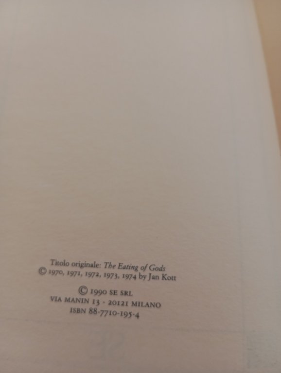 Mangiare Dio, Jan Kott, SE, 1990
