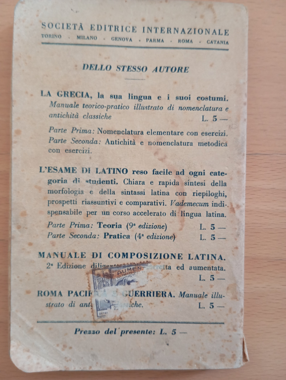 Manuale di conversazione latina, Ottavio Tempini, SEI, 1937