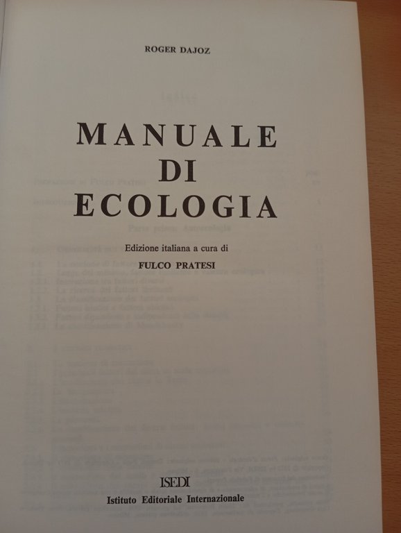 Manuale di ecologia, Roger Dajoz, ISEDI, 1972