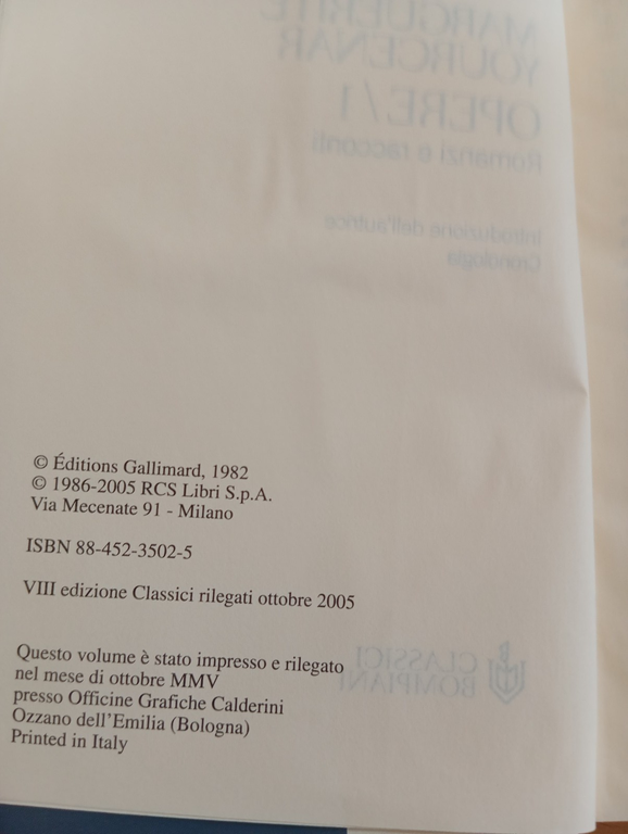 Marguerite Yourcenar, Opere volume 1, Romanzi e racconti, Classici Bompiani … | Immagine Gallery 9