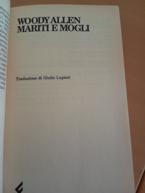 Mariti e mogli, Woody Allen, Feltrinelli, 1994