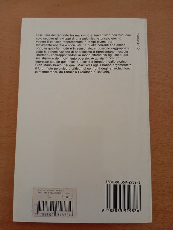 Marxismo e anarchismo, K. Marx - Engels, Editori Riuniti, 1986