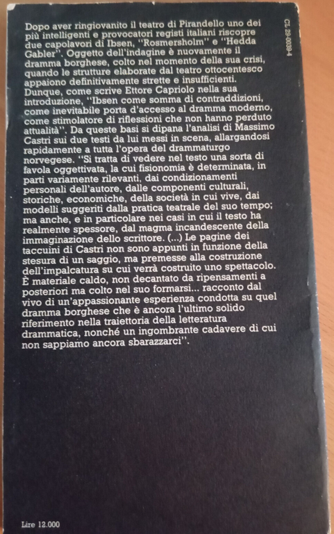 Massimo Castri, Ibsen postborghese, E. Capriolo, Ubulibri, 1984