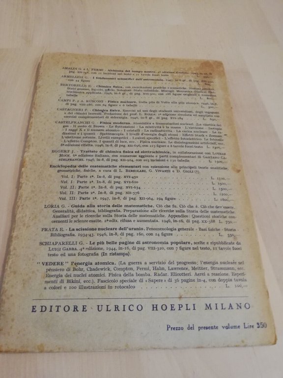 Materia irraggiamento e fisica quantica, Paolo Straneo, Hoepli, 1947