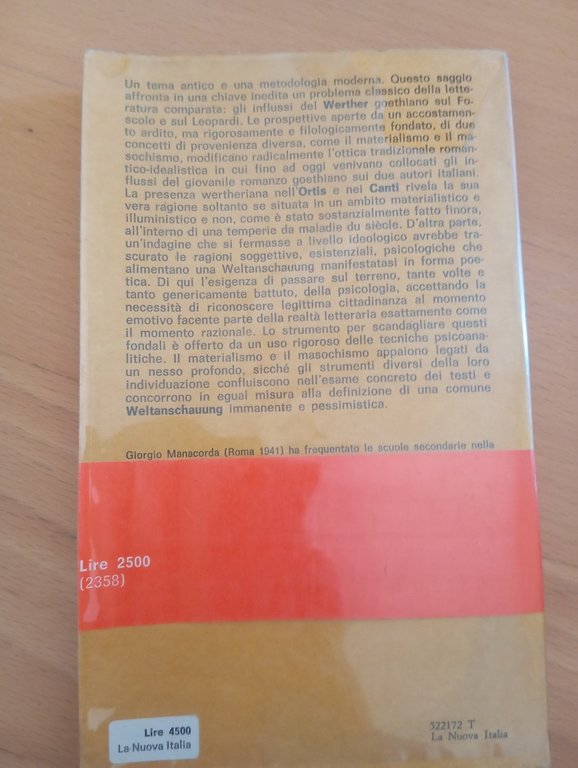 Materialismo e masochismo, Giorgio Manacorda, La Nuova Italia, 1973