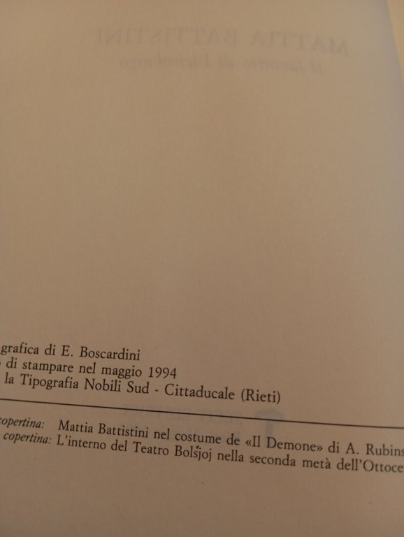 Mattia Battistini Il favorito di Pietroburgo, Elsa Boscardini, Secit, 1994, …