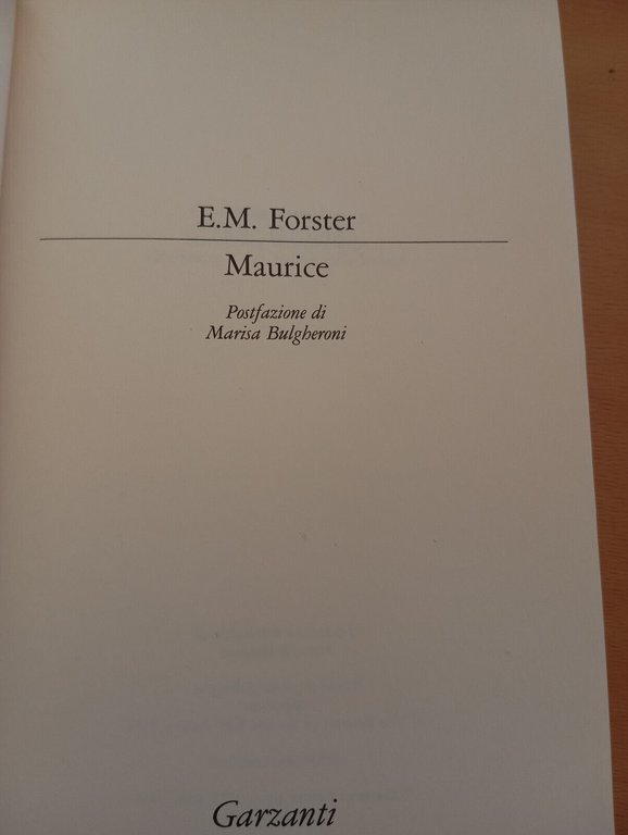 Maurice, E. M. Forster, Garzanti, 1989