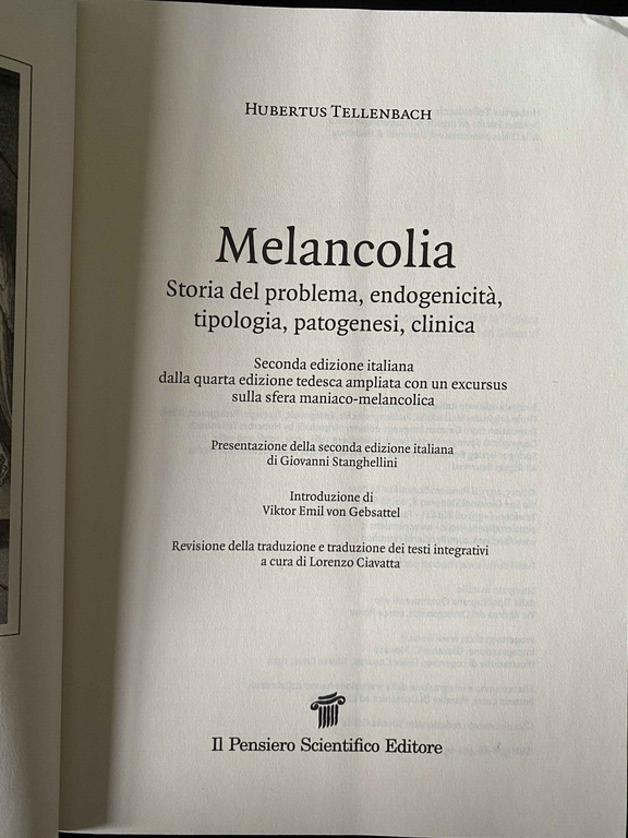 Melancolia, Hubertus Tellembach, Il pensiero scientifico, 2015