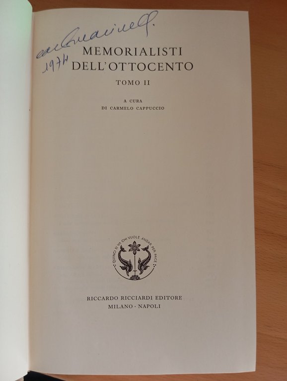 Memorialisti dell'Ottocento, Cappuccio Trombatore, Ricciardi, 3 tomi completi | Immagine Gallery 14