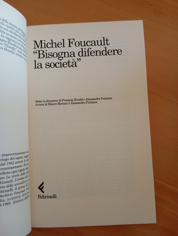 Michel Foucault, Bisogna difendere la società, Feltrinelli, 1998 | Immagine Gallery 6