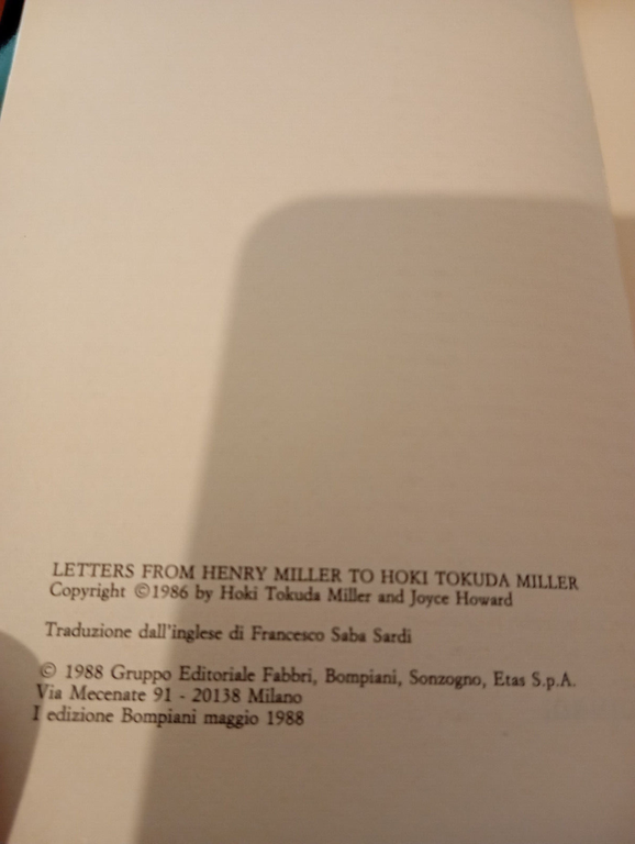 Misteriosa cantabile, Henry miller, Bompiani, 1988