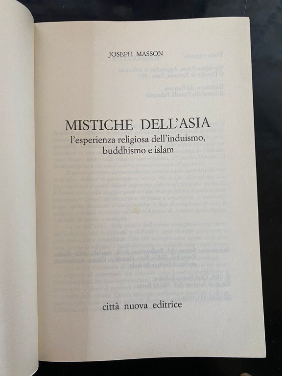 Mistiche dell'Asia, Joseph Masson, Città Nuova, 1995