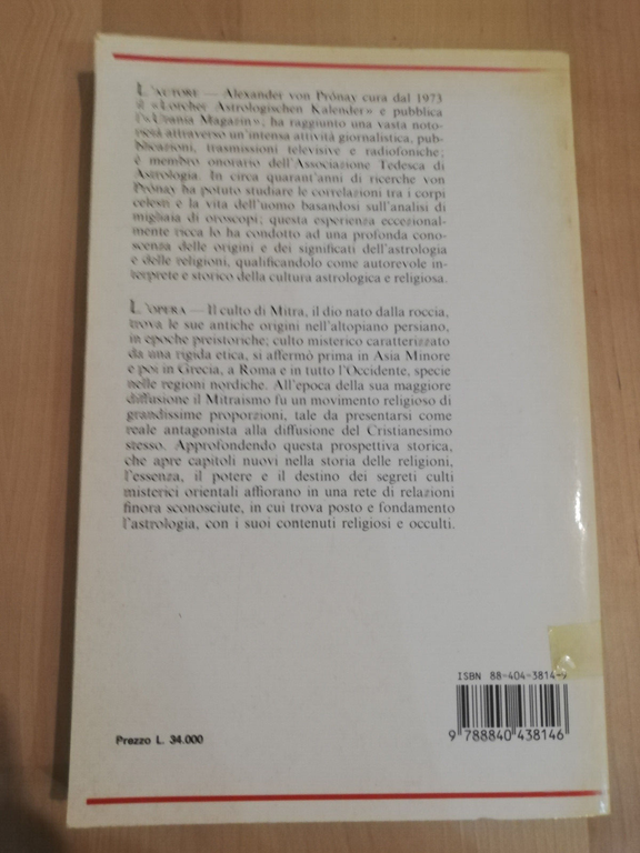 Mitra Un antico culto misterico astrologia, Alexander Von Pronay, Convivio, …