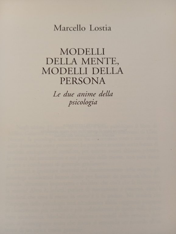 Modelli della mente, modelli della persona, Marcello Lostia, Giunti, 1994