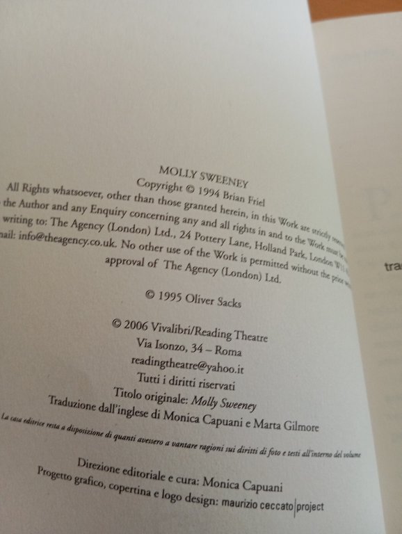 Molly Sweeney Brian Friel Oliver Sacks, Vedere e non vedere … | Immagine Gallery 14