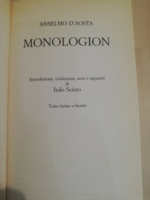 Monologion, Anselmo d'Aosta, Testo latino a fronte, Rusconi, 1995