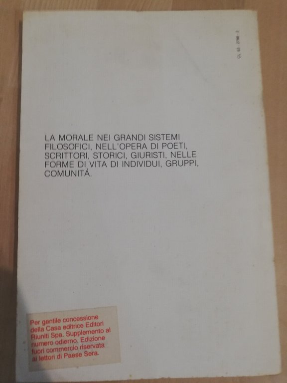 Morale e morali, Livio Sichirollo, Editori Riuniti, 1986