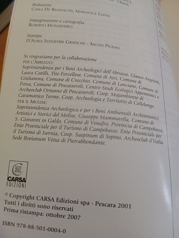 Musei e siti archeologici d'Abruzzo e Molise, 2001