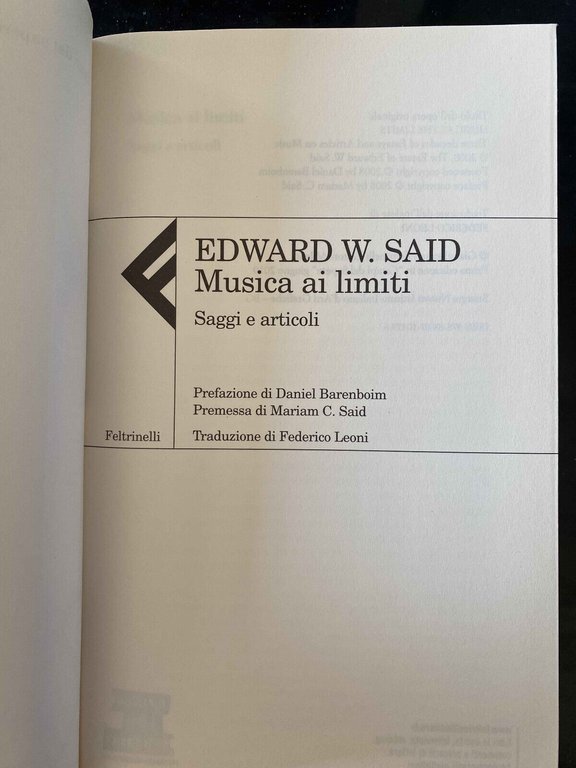 Musica ai limiti. Saggi e articoli, Edward W. Said, Feltrinelli, …