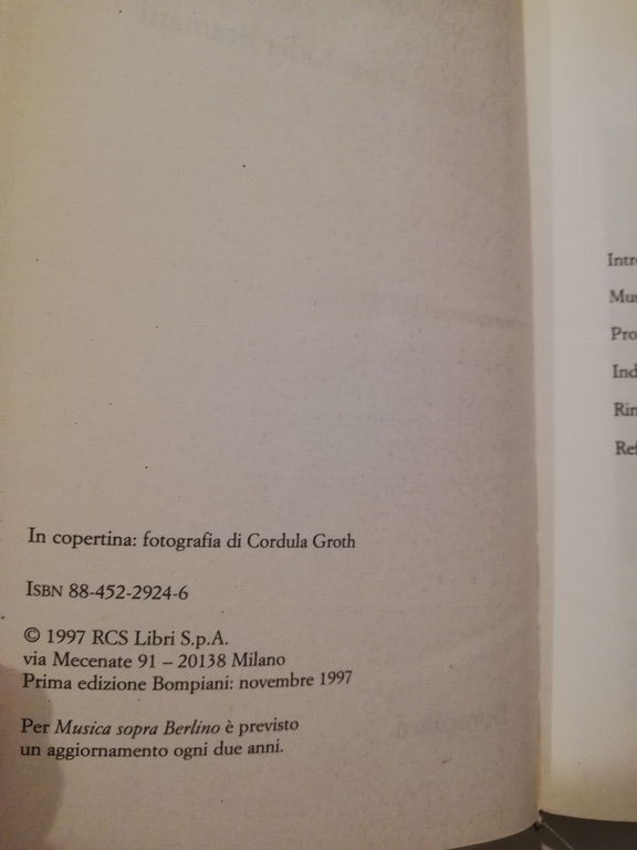 Musica sopra Berlino, Claudio Abbado, 1997, Bompiani