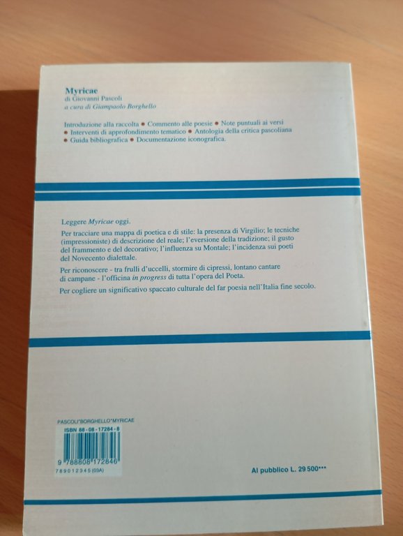Myricae, Giovanni Pascoli, Giampaolo Borghello (a cura), Zanichelli, 2001