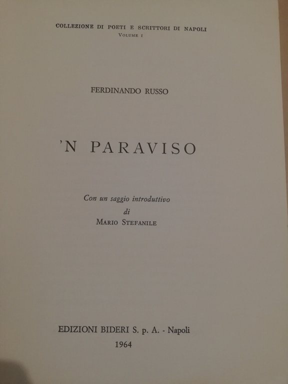 'N Paraviso, Ferdinando Russo, Bideri , 1964