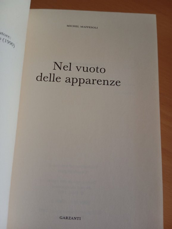 Nel vuoto delle apparenze, Michel Maffesoli, Garzanti, 1993