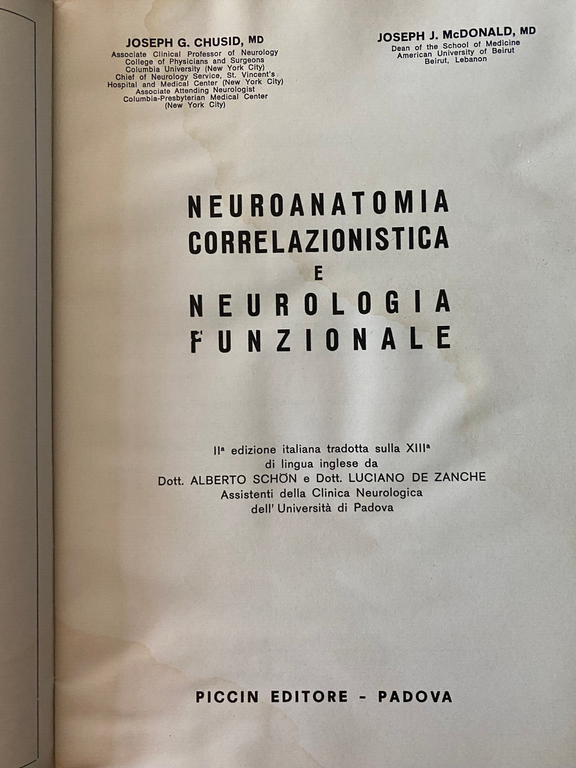 Neuroanatomia correlazionistica e neurologia funzionale, Chusid McDonald, 1968