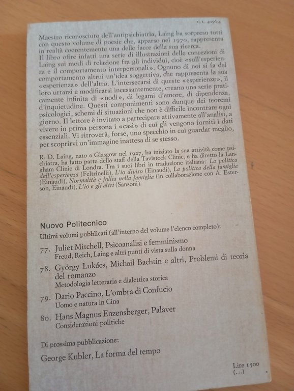 Nodi. Paradigmi intrapsichici e interpersonali, Ronald D. Laing, Einaudi, 1976
