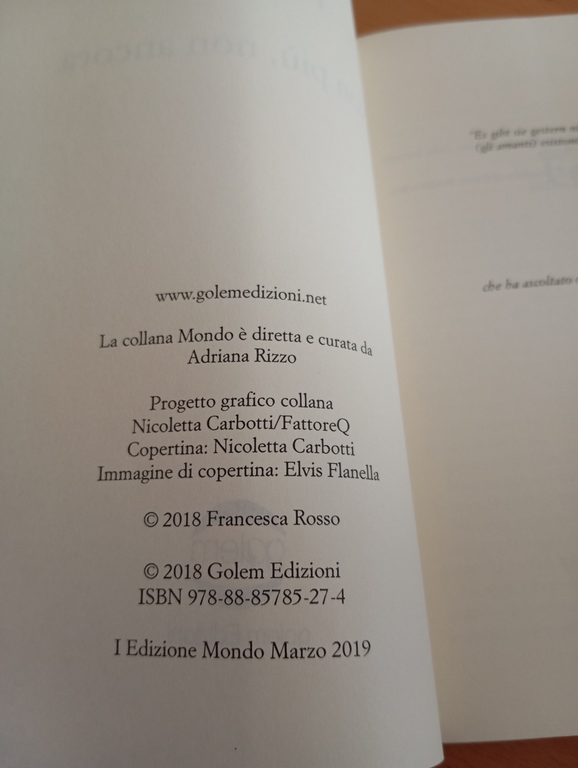 Non più, non ancora, Francesca Rosso, Golem, 2018