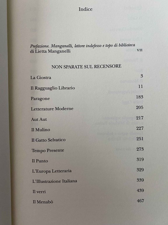 Non sparate sul recensore, Giorgio Manganelli, Aragno, 2018