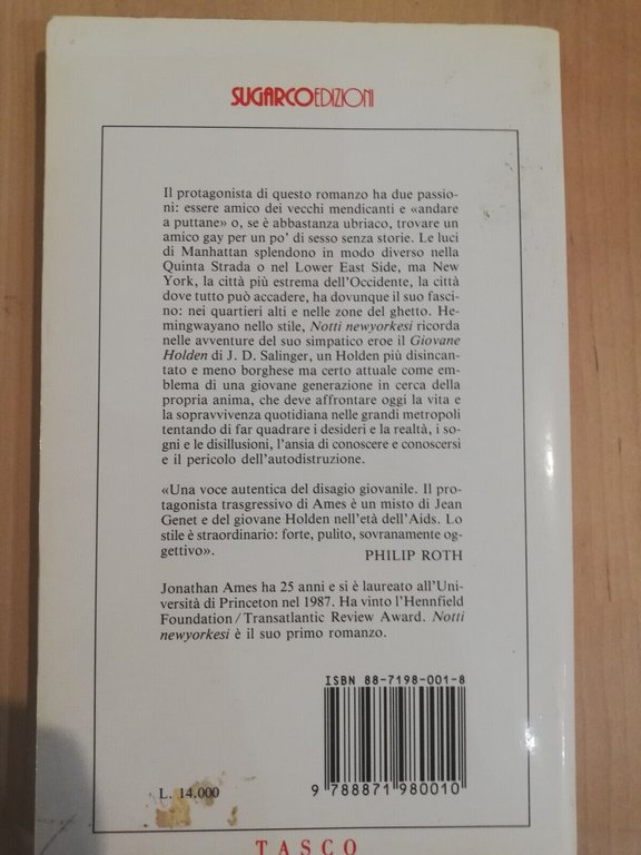 Notti newyorkesi, Jonathan Ames, SugarCo Tasco, 1990