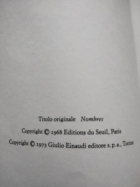 Numeri, Philippe Sollers, Einaudi, 1973