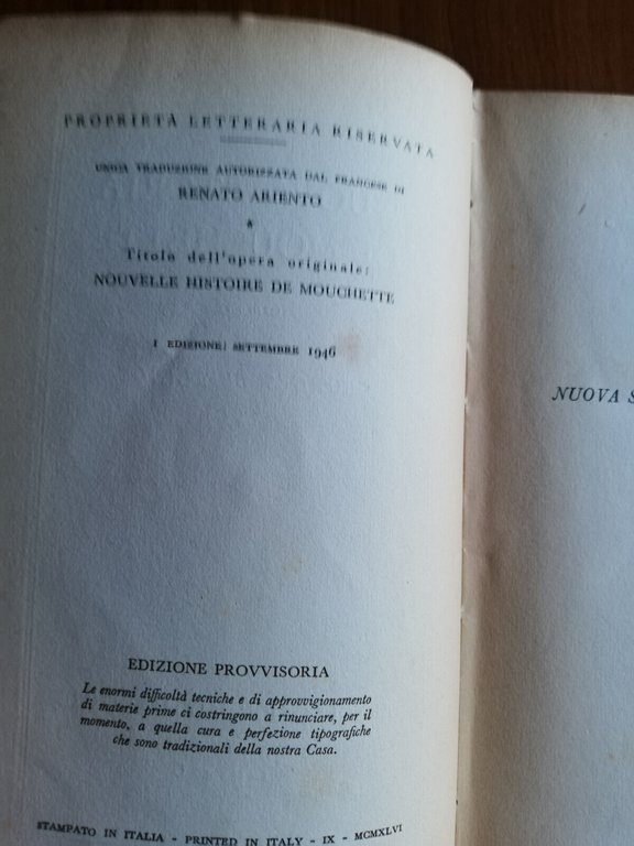 Nuova storia di Mouchette, Georges Bernanos, 1946, Mondadori prima edizione