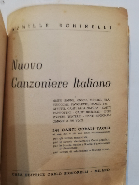 Nuovo canzoniere italiano, Schinelli, 1951