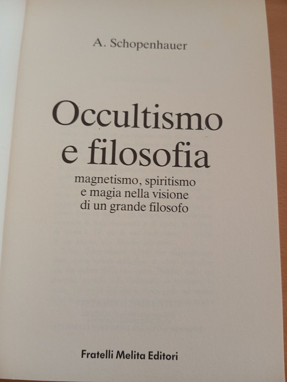 Occultismo e filosofia, Arthur Schopenhauer, Melita, 1988