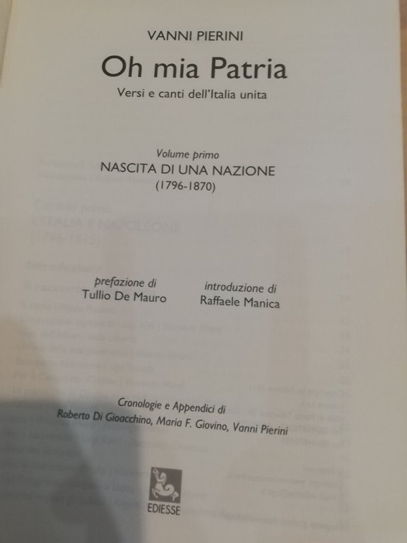 Oh, mia patria. Versi e canti dell'Italia unita, 3 volumi, …