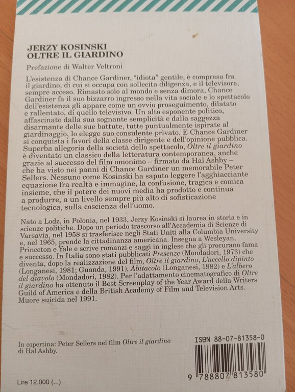 Oltre il giardino, Jerzy Kosinski, Feltrinelli, 1996, fuori catalogo