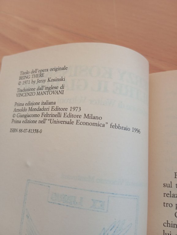Oltre il giardino, Jerzy Kosinski, Feltrinelli, 1996, fuori catalogo