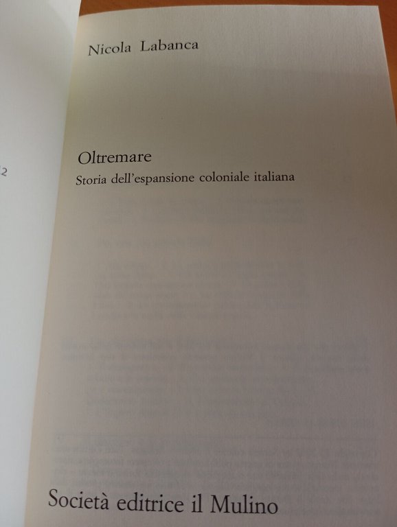 Oltremare storia dell'espansione coloniale italiana Nicola Labanca Mulino 2002