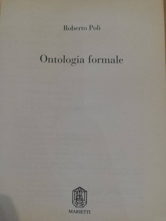 Ontologia formale, Roberto Poli, Marietti, 1992