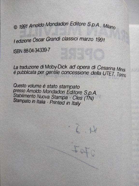 Opere, Herman Melville, Mondadori, due volumi, 1991 | Immagine Gallery 8