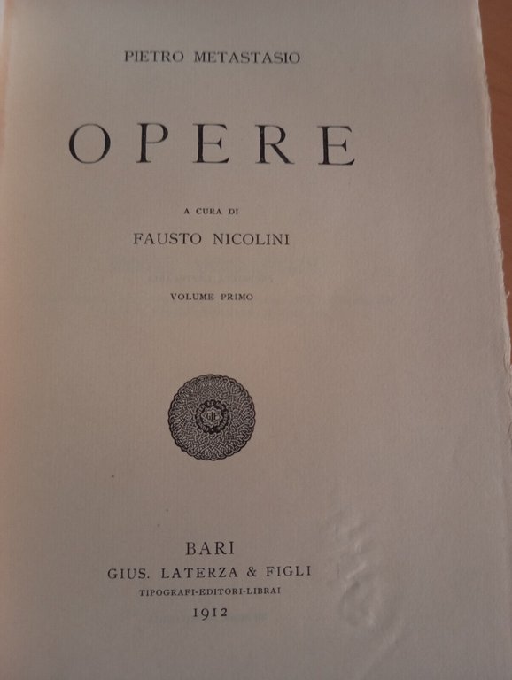Opere, Pietro Metastasio, Laterza, 1912